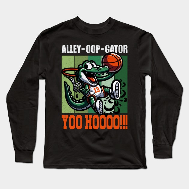 Alley-oop-gator! Yoo hoooo!!! - Cute alligator even can make an alley-oop! Long Sleeve T-Shirt by MasutaroOracle